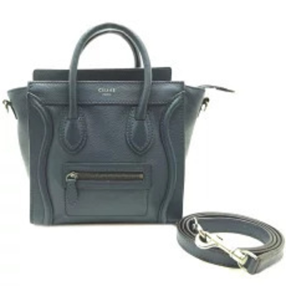 Celine Luggage Shopper Handbag Calfskin Navy Blue